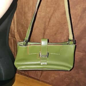 Mondani Green Shoulder Bag with Silver Accents